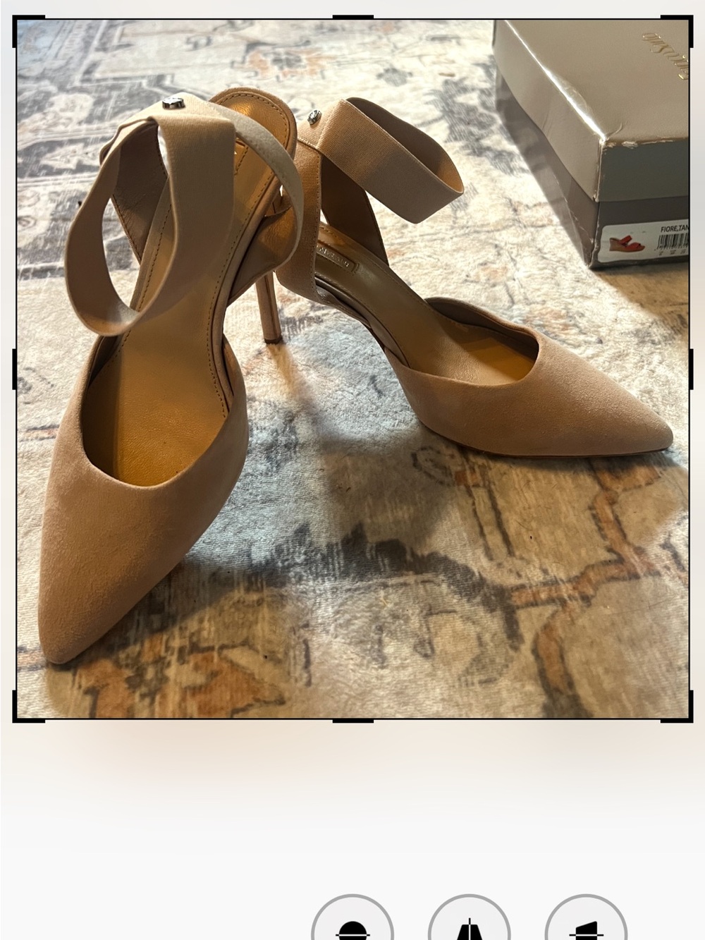 ANTONIO MELANI Beige Pointed-Toe Ankle-Strap Stiletto Heels